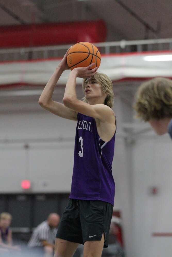 Ellsworth senior Parker Woodland buries a free throw during the Panthers’ last game at the University of Wisconsin-River Falls Falcon Shootout on Saturday, June 17.
