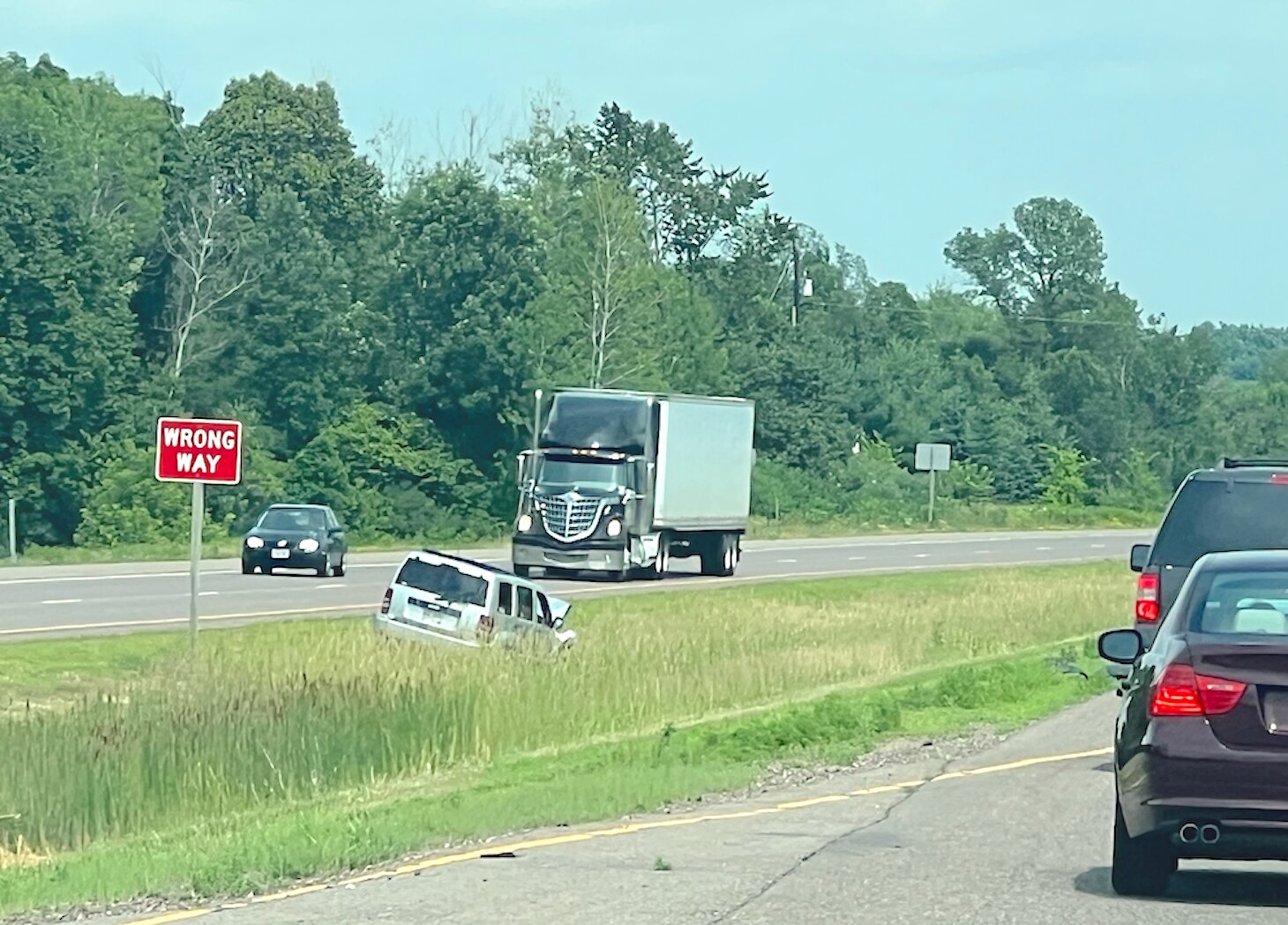 A silver SUV was towed from the scene of an accident near Boyd after it failed to keep its lane traveling eastbound and collided with a Chrysler Town and Country Wednesday. The occupants of the other vehicle were transported by EMS Ground with suspected minor injury, per the crash report.