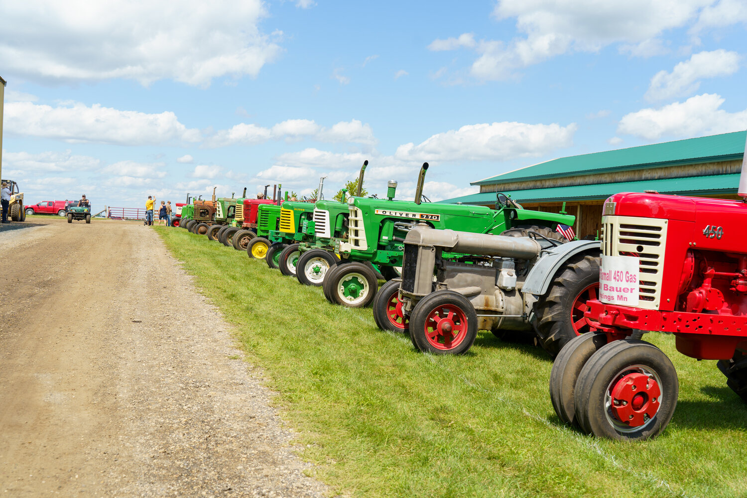 The lineup of tractors pictured here is just a small sample of all the antique tractors on display at the antique power show. One of the owners of the tractors made a comment that many parts for these old tractors are still available for purchase making restoration much easier.