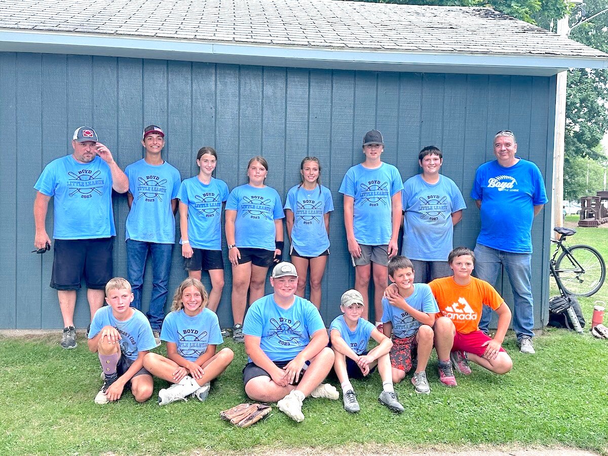 The Brewers. Shown above (back row, from left) are Coach Jody Gindt, Coach Dale Sayles, Anna Pruss, Emy Pruss, Stella Chwala, Matthew Pruss, Ben Haas, Coach Kelly Pruss (front row) Will Chwala, Vaida Chwala, Jameson Gindt, Bentley Wilichowski, Jacob Haas, Anthony Haas. Not pictured- Brad Flashinski and Hayleigh Nawrocki.