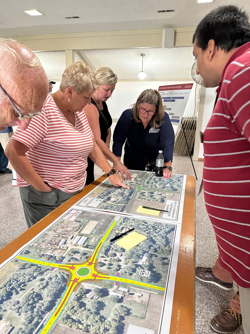 The planned roundabout at the intersection of County Road 46 and Goodwin Avenue has a preliminary drawing completed. There was some great feedback at the Aug. 28 meeting around the plan and there could be some adjustments made to the plan before it is finalized.