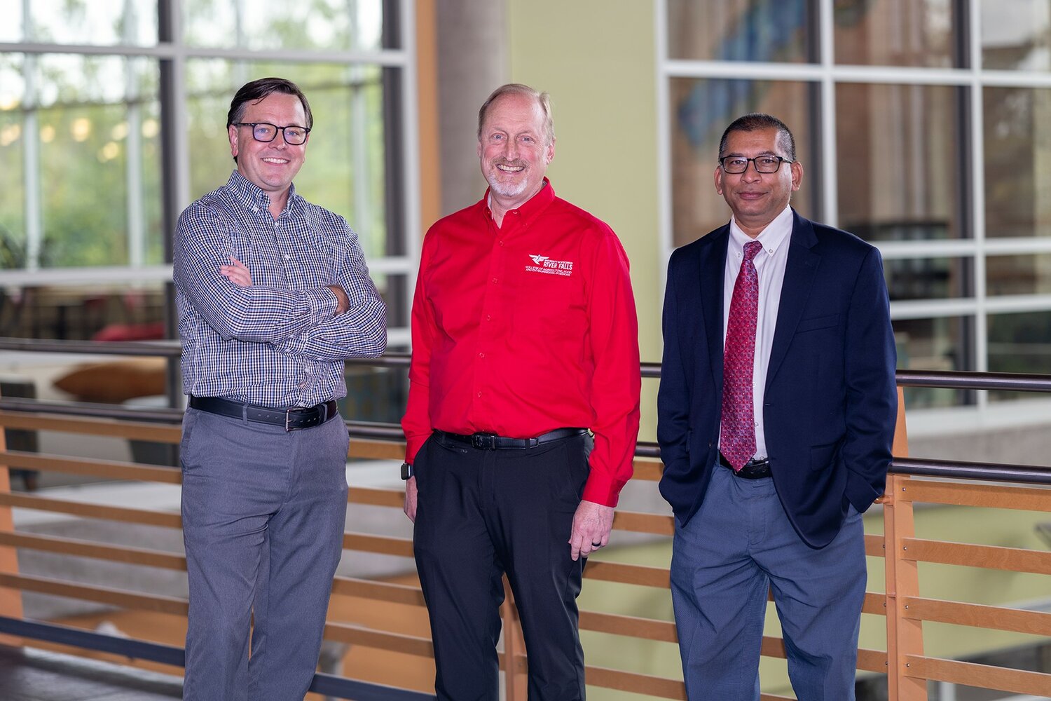 All three of the colleges at UW-River Falls have a new dean this academic year. From left, Dean of the College of Arts and Sciences (CAS) Wesley Kisting; Dean of the College of Agriculture, Food and Environmental Sciences (CAFES) Michael Orth; and Dean of the College of Education, Business and Allied Health (CEBAH) Muhammad Chishty.