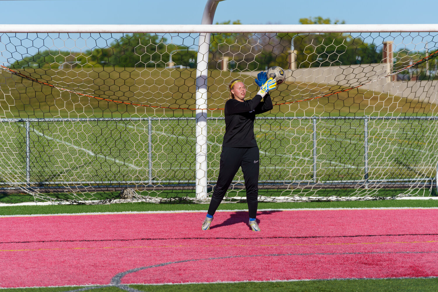 Raider keeper Riley Mancl did not have a lot of action during the game. Thankfully, we were able to get some great shots of her warming up.