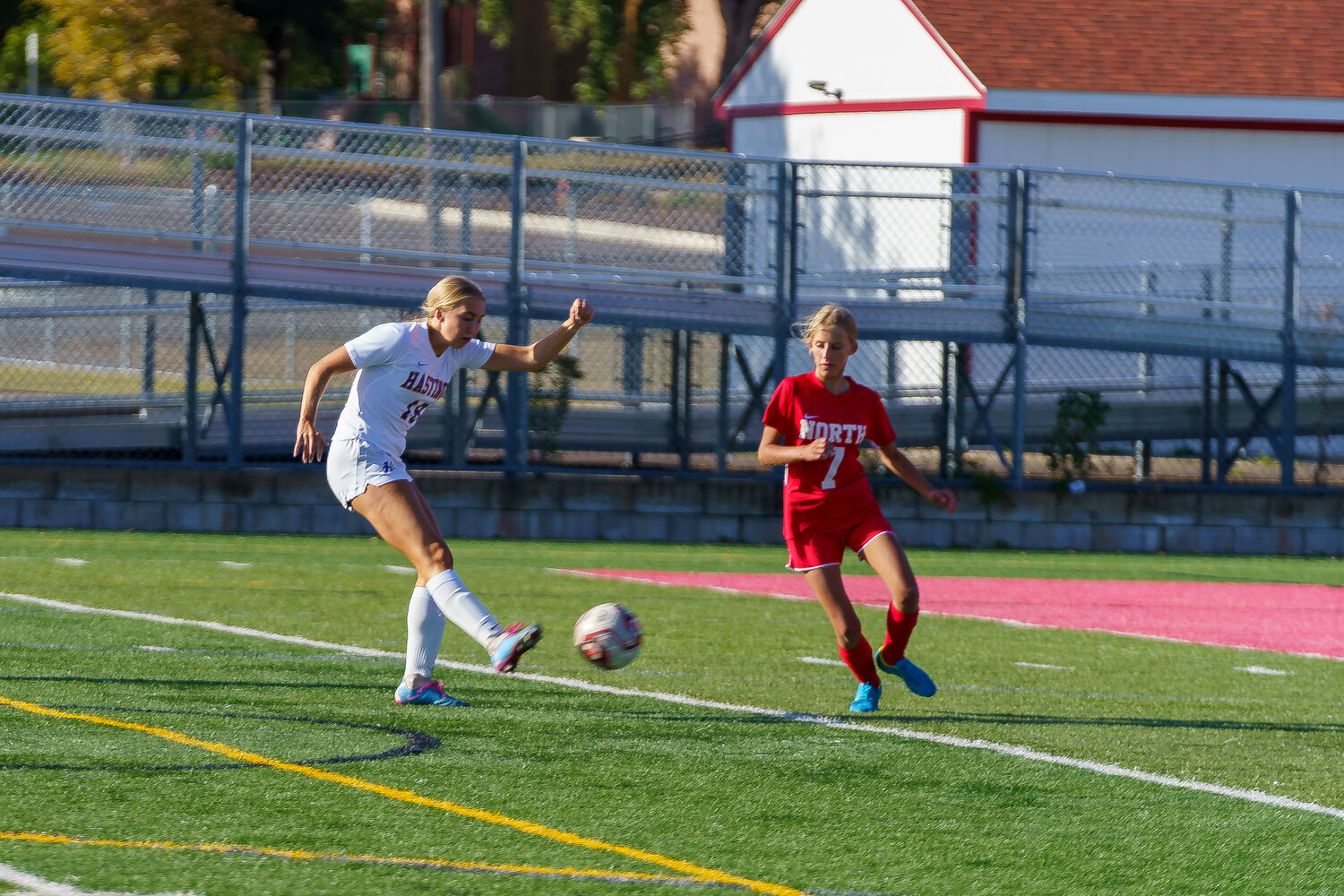 Ellie Magnus had one of 15 Raider goals. This was a pretty shot from about 20 yards out.
