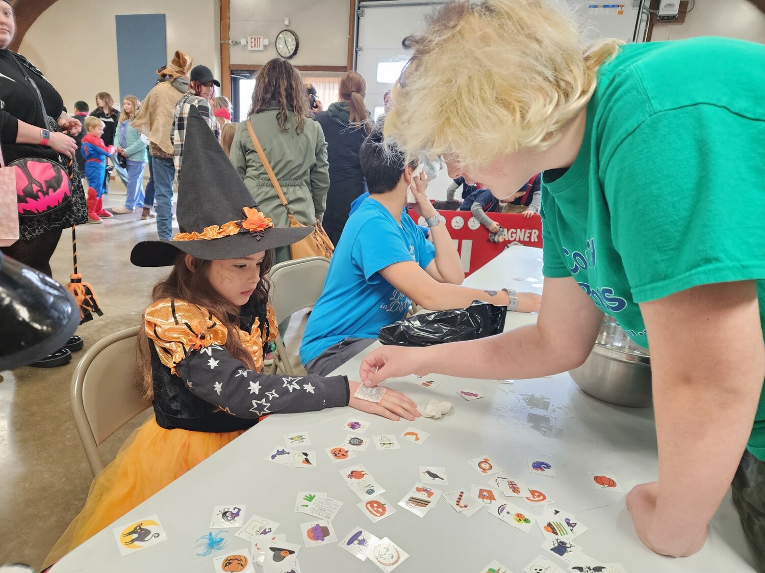This little witch got a Halloween tattoo from a Funsters volunteer Saturday, Oct. 28 at the Halloween event in the Seyforth Building.