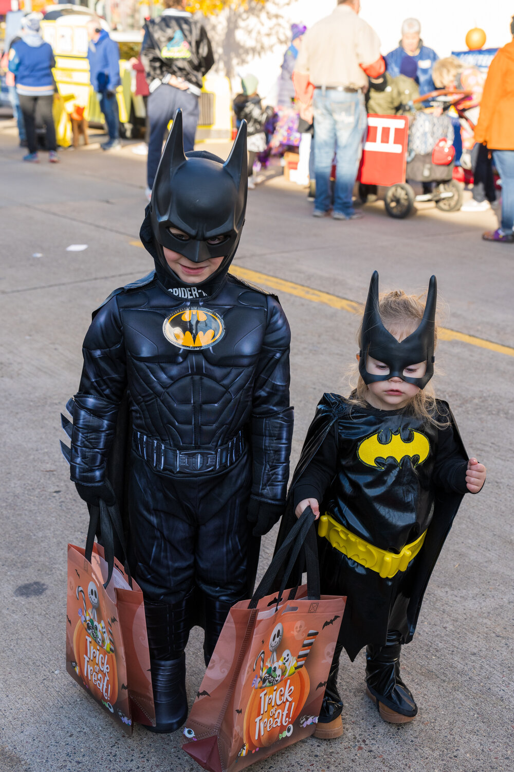 Batman and Batgirl were on the job, ready to fight crime on Hastings streets. Thankfully, they only needed to gather candy.