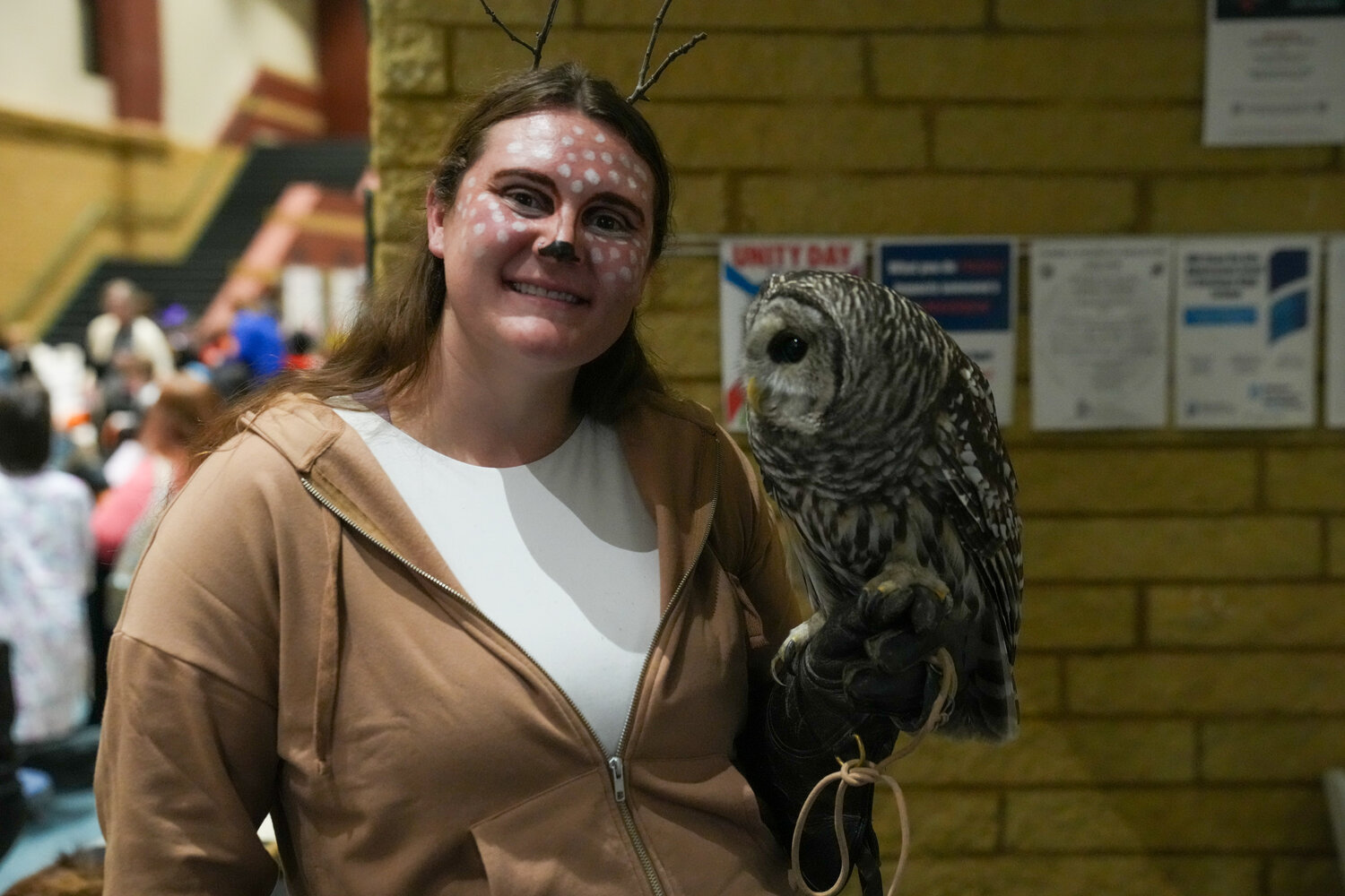 Carpenter Nature Center brought an informative booth to the Community Halloween Party. They had a variety of furs along with a live snake and this beautiful owl.