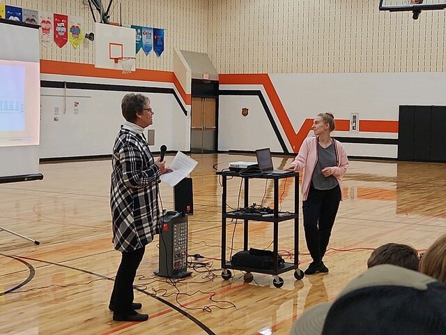 D.R. Moon Memorial Library Board President Cathy Ryba and Library Director Elizabeth Miniatt shared the events at the Library that are available to community families and explained that the Library can help families increase their student’s vocabulary.