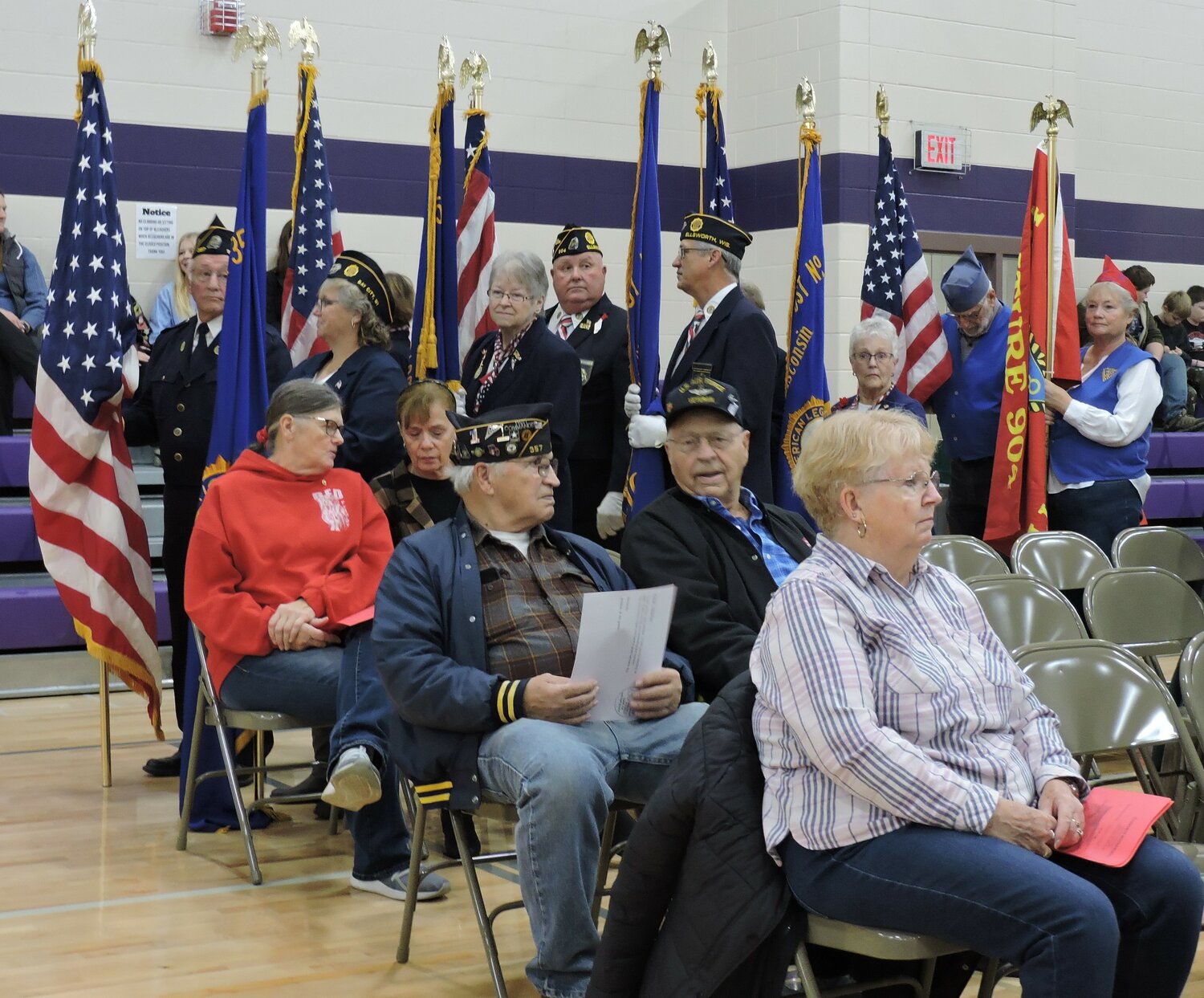 The Ellsworth and Bay City American Legions and Auxiliaries took part in the Ellsworth Middle School Veterans Day program Friday, Nov. 10. The Color Guard led the ceremony.