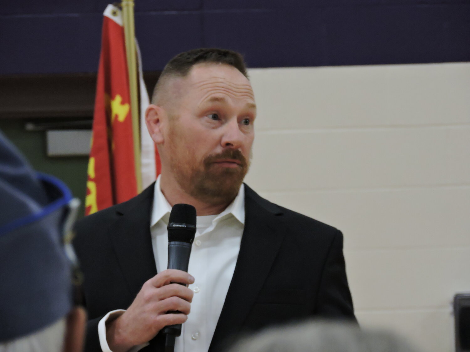 Lt. Col. Benjamin Wagner USMC (retired) was the featured speaker at the EMS Veterans Day ceremony Friday. He is EMS Principal Olin Morrison’s cousin.
