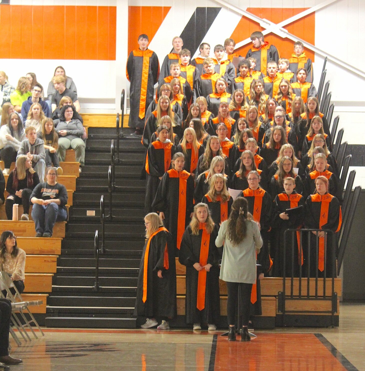 The Stanley-Boyd choir performed the Battle Hymn of the Republic at the Friday Veterans Day Observance at Stanley-Boyd High School.