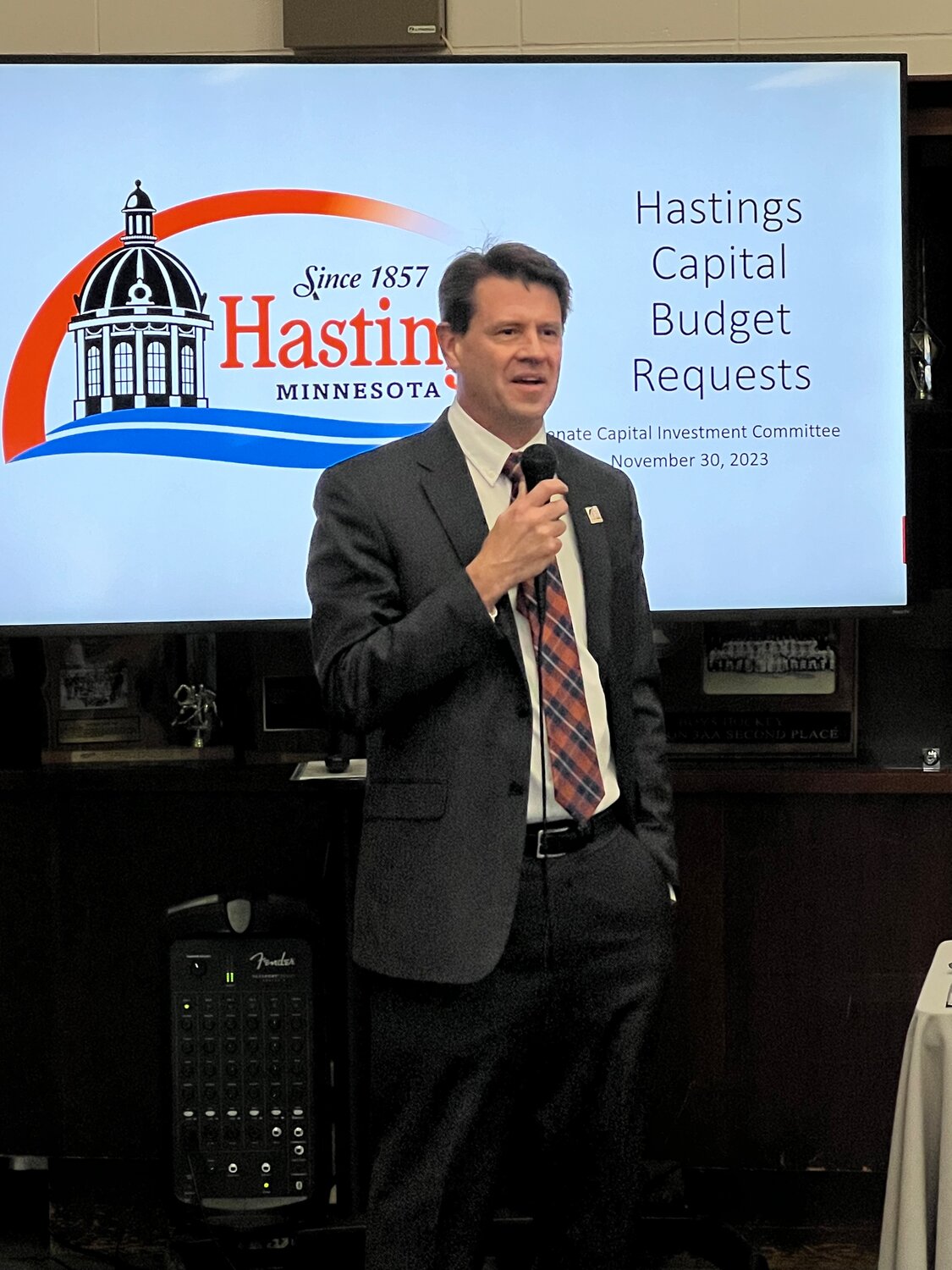 Hastings City Administrator Dan Wietecha described the various projects the city is hoping the Senate Capital Investment Committee will include in a 2024 bonding bill.