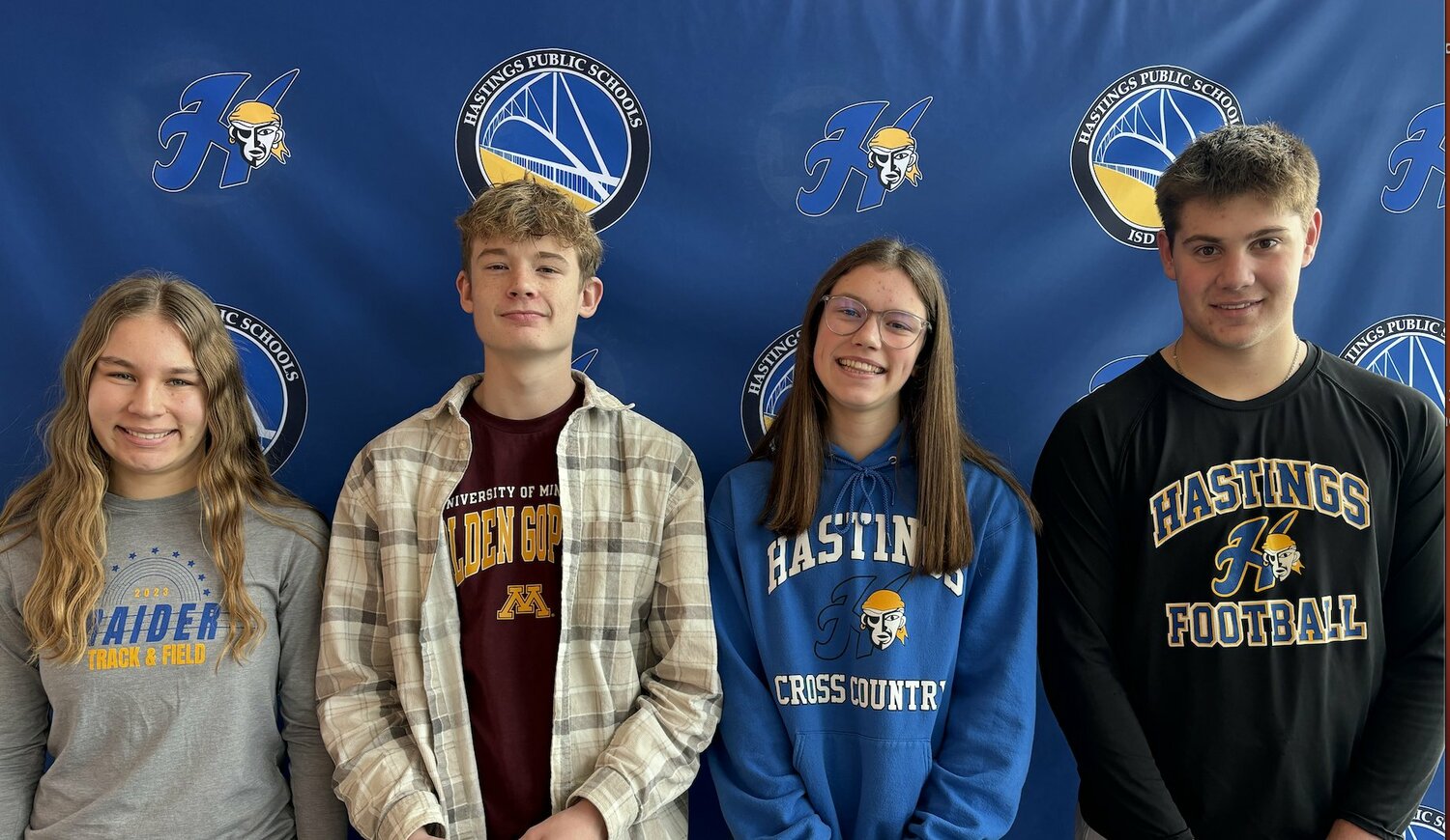 Hastings High School students Mikayla Schuster, Noah Quigley, Sienna McCoy and Lukas Foss were recognized with MSHSL awards.