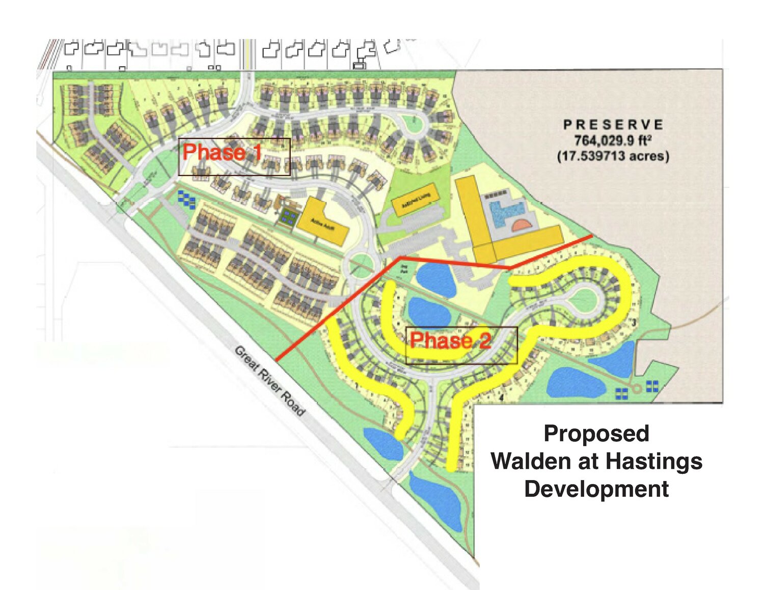 A rendering of the proposed Walden at Hastings development, which would include 450 units.