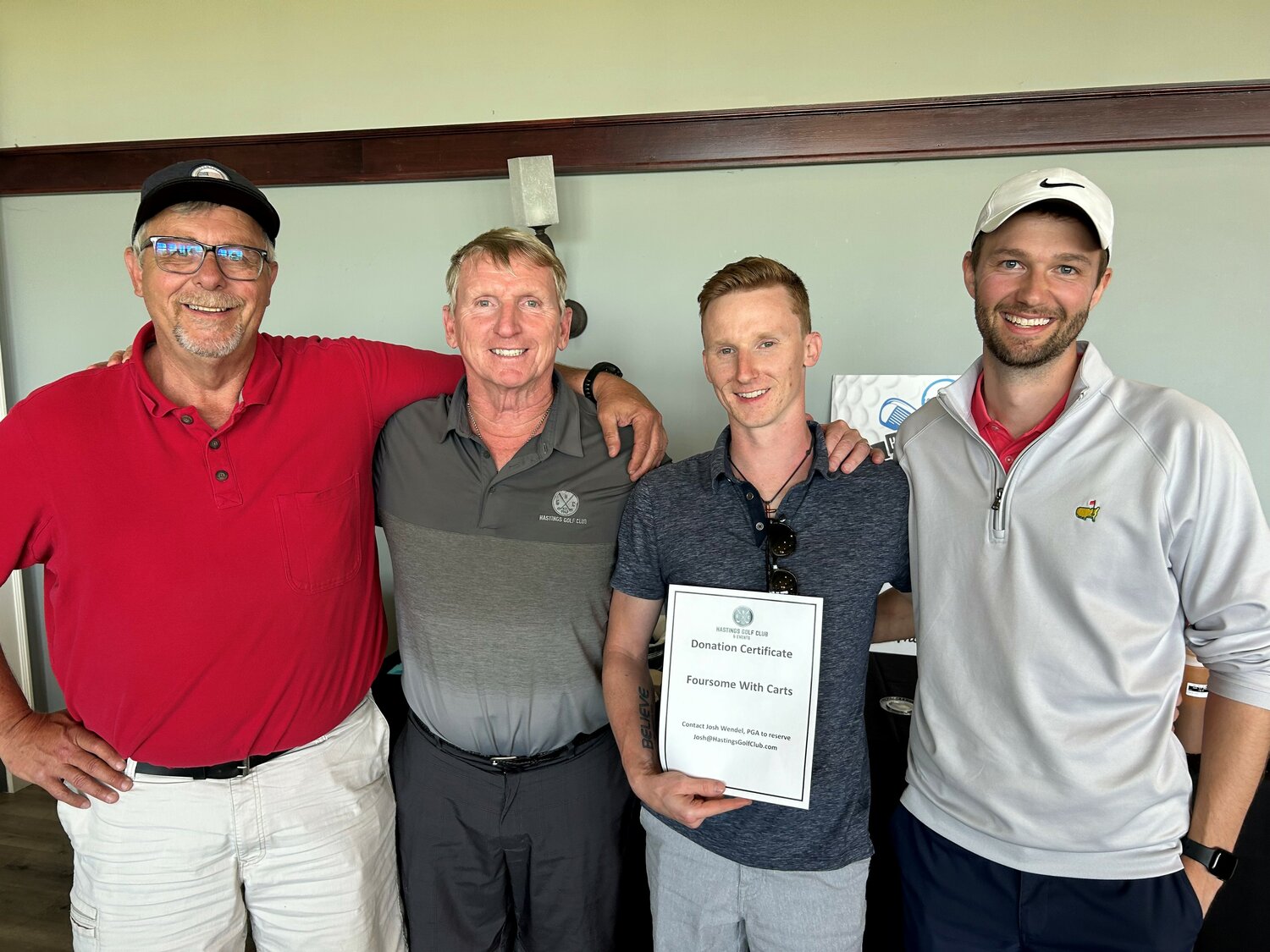 Hastings Family Service Driver Out Hunger golf tournament was held at Hastings Golf Club on Monday, June 10. Congratulations to tournament winners (from left) Bob Wise, Kerry Wise, Mike Quam and Lucas Bunting.