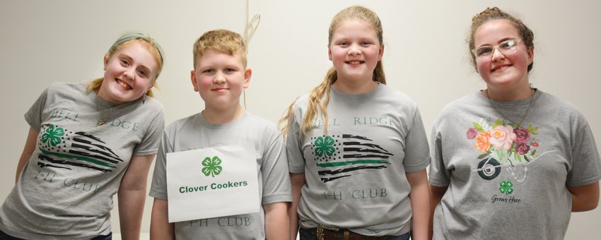The Clover Cookers were the winners of the third annual Edgar County 4-H Cookoff. Left to right, Denim Wheeler, Luke Shephard, Maddi Shephard and Gracie Wilson. The next cook-off challenge pits the Edgar County champs against the winning teams from Clark and Crawford counties.