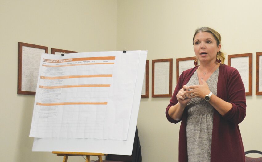 Urban Planner Stephanie Brown addresses members of the community during the third meeting of stakeholders Tuesday, Nov. 7, at City Hall. The group is working towards a comprehensive plan for the future of Paris.