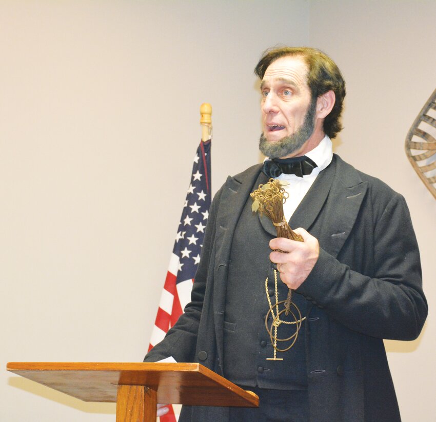 Randy Duncan portrayed Abraham Lincoln and performed during Edgar County&rsquo;s annual Lincoln Day Dinner event on Feb. 29