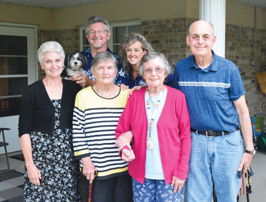 Sunday, May 5 afforded Sara Morris a chance to meet her favorite columnist, The Prairie Press&rsquo; own Terry Sullivan, in the comfort of her own apartment. From left to right, front row, are Laura Morris, Harriett Fouts, Sara Morris and Terry Sullivan. In back are Rich Morris and Renita Dawn.