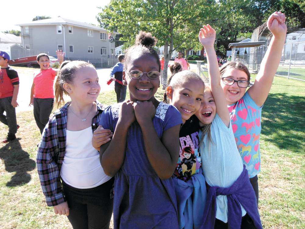 ON THE GO: More than 180 students took part in the walk-a-thon.
