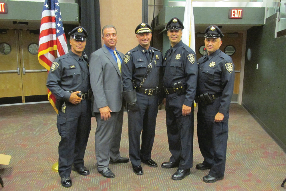 RETIREES REUNITED: Among the former Johnston officers who were either part of or attended Tuesday night&rsquo;s Sheriffs Graduation at CCRI in Warwick were Domenic Buccafurri, Ronald Bianchi, David M. DeCesare, Robert Lemieux, and Marc Boisvert.