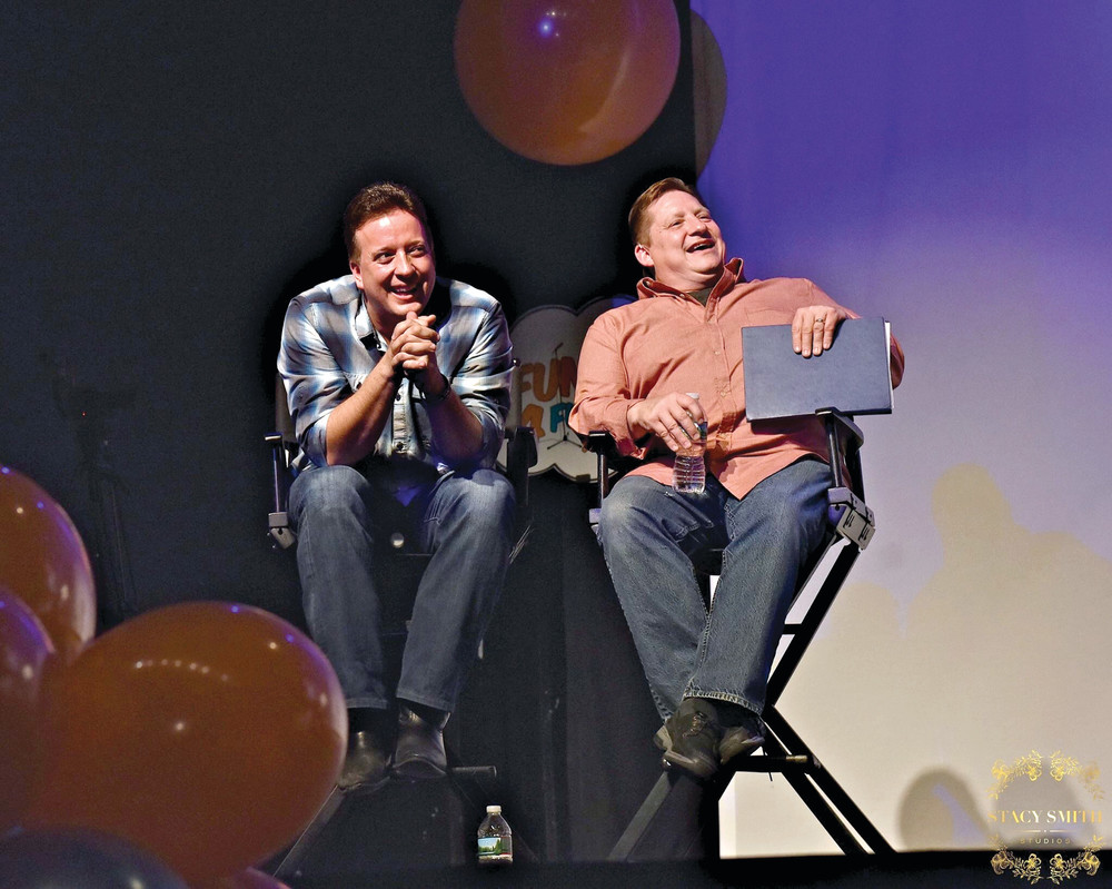 IN THE (FUNNY) HOT SEATS: Bill Simas and Mike Murray of Funny 4 Funds were recently roasted at The Greenwich Odeum Theater to celebrate their induction into the Rhode Island Comedy Hall of Fame.