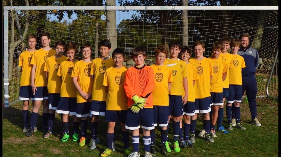The Aston Villa U14 team from Barrington features (from left to right) Cameron Chalue-Feeney, Brian McDermott, Jack Abadi, Cooper White, Eli Muller, Lachlan Bishop, Caden Shelton, Jason Troiano, AJ Elson, Aaron Lundsten, Ryan Perugini, Daniel Enos, Graham Vatter, Harrison Taylor, Cole Zabriskie and Coach Craig Higginbotham. Adam Copple and Anson Mole are missing from the photo.
