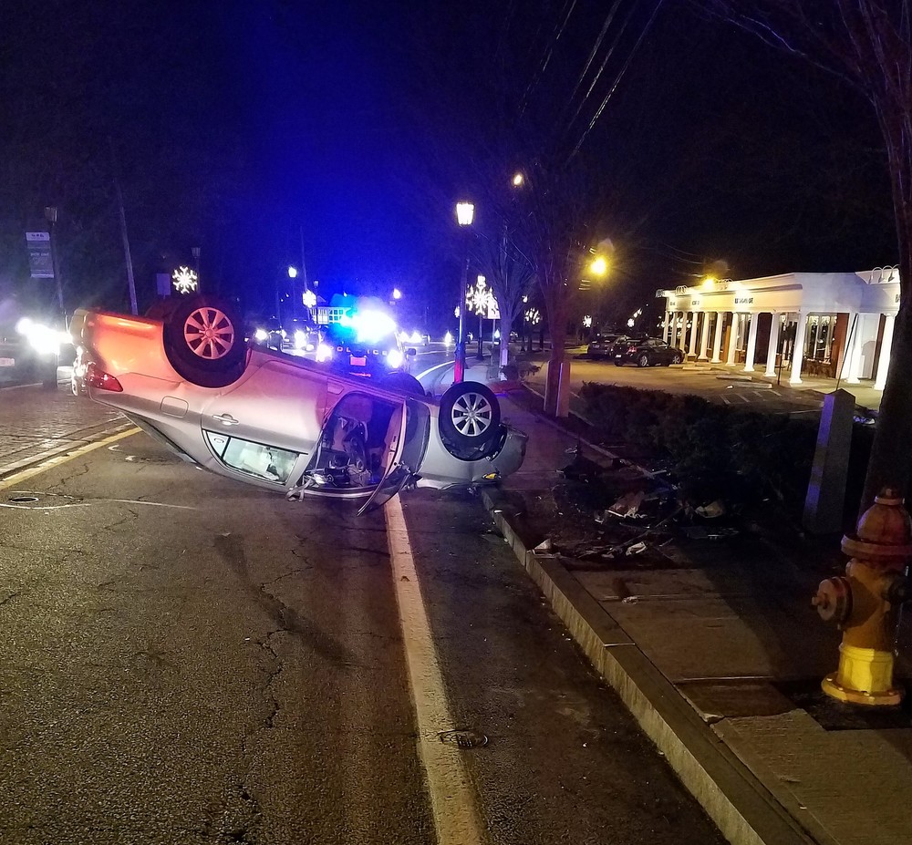 Two people were injured in this rollover accident in Barrington on Tuesday night, Dec. 20.