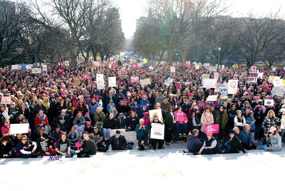PEACEFUL TURNOUT: It was estimated by the Providence Police Chief HughT. Clements Jr., that 7,000 people turned out at the State House for the RIWomen&rsquo;s Solidarity Rally.