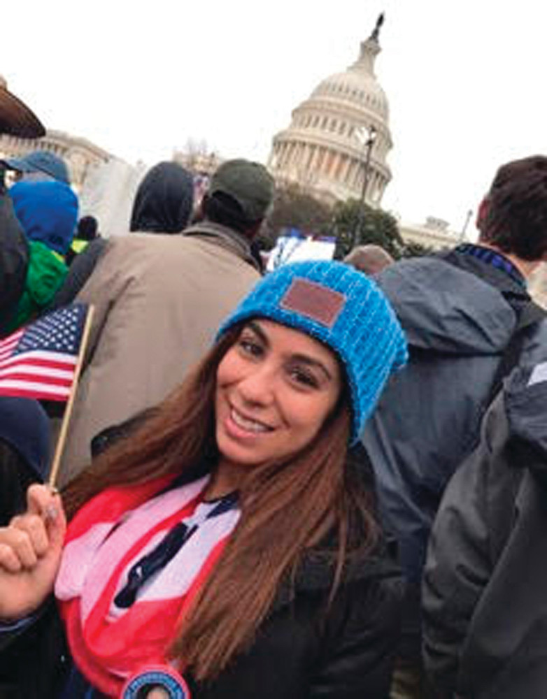 WITNESSING HISTORY: Nisa M. Villareal, a 2013 graduate of Johnston High School and senior at Quinnipiac University in Hamden, Connecticut, is all smiles in the nation&rsquo;s Capitol where she took in last Friday&rsquo;s inauguration of Donald J. Trump as the 45th President of the United States.