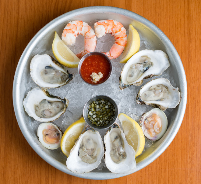 Oysters, little necks and shrimp from the raw bar