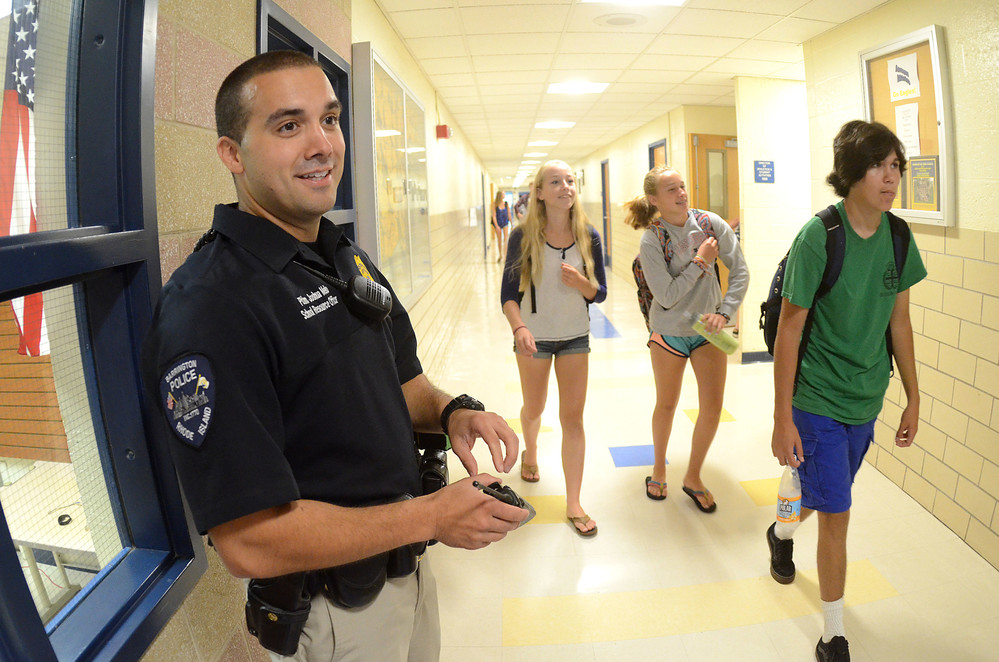 Barrington school resource officer Josh Melo earned praise from school officials during a recent school committee meeting.