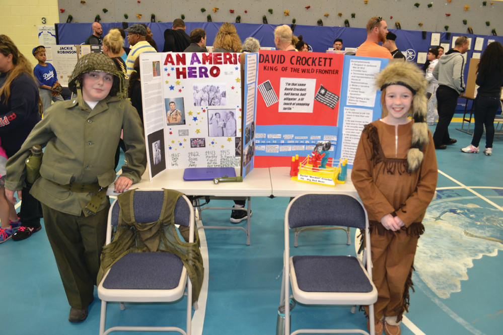 AMERICAN HEROES: Rory Deshaies focused his project on Audie Murphy, while Kenzee Silva played Davy Crockett.