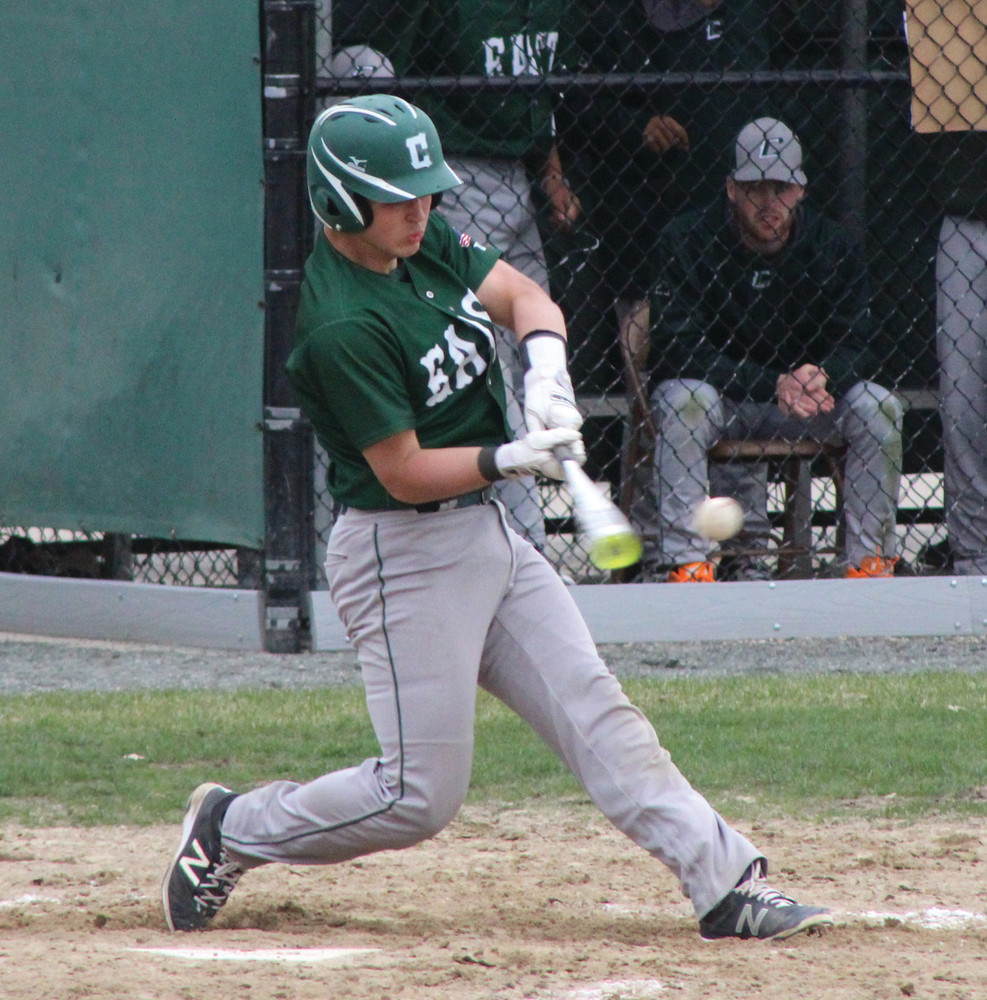 AT THE PLATE: East catcher Alex Martinez turns on a pitch in the strike zone.
