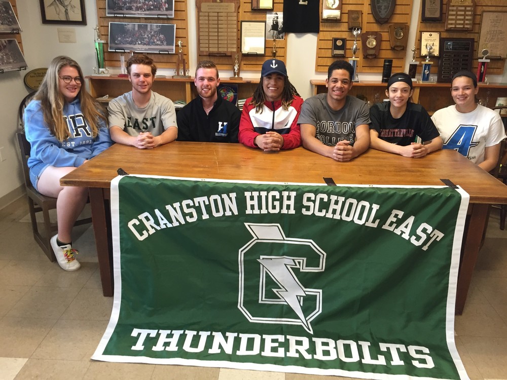 MOVING ON: Molly Botts, Jacob Frost, Sam Hanley, Malik Gavek, Josh Hernandez, Sarah Coutu and McKenzie Richards will all be playing their respective sports at the collegiate level next year.