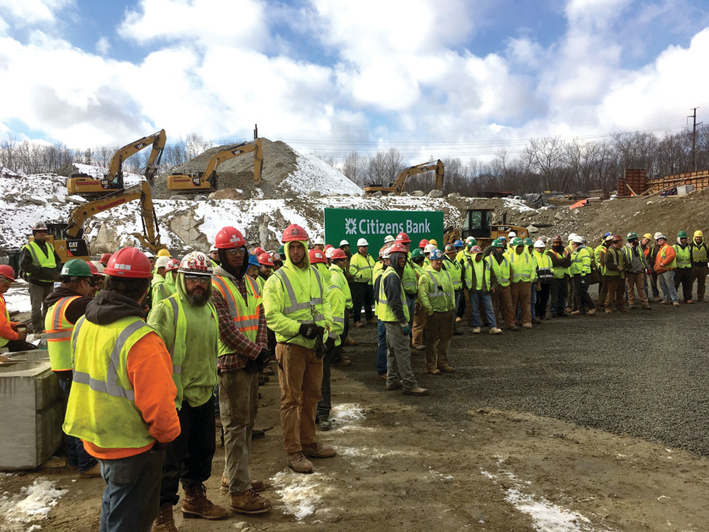 READY TO WORK: More than 100 workers are currently laying foundations and moving material throughout the new Citizens Bank campus off of Greenville Avenue and Route 295.