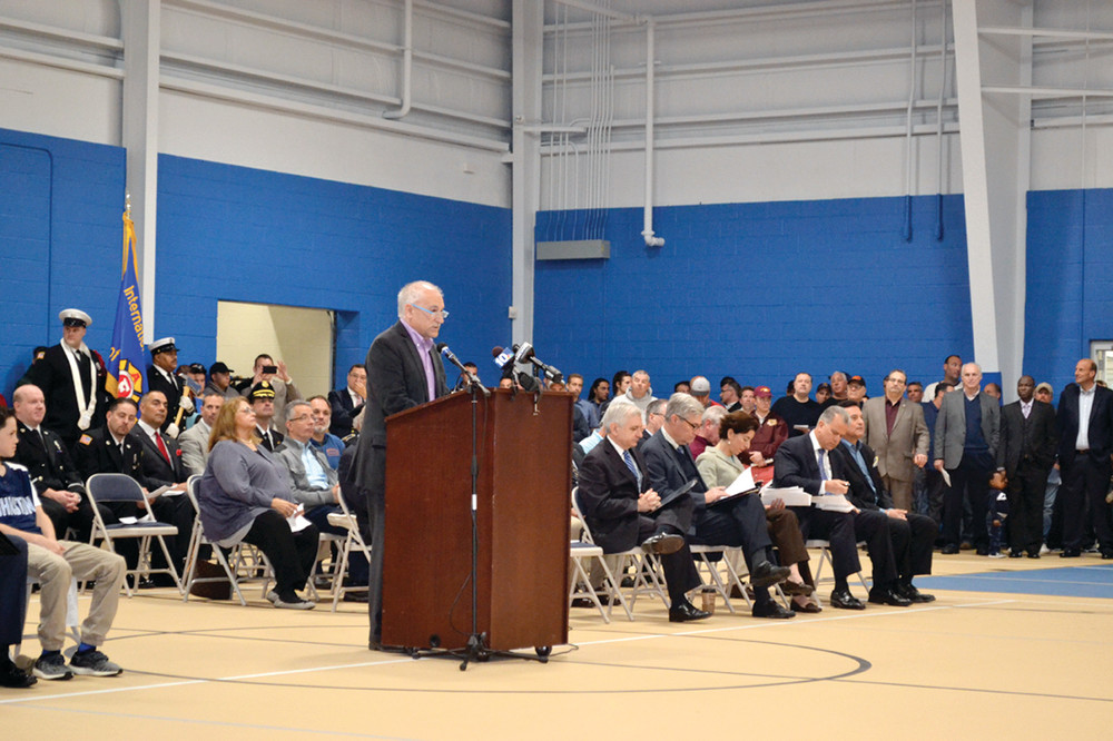 FIRMLY OPPOSED: Mayor Joseph Polisena, pictured above speaking at the opening of the new recreation center in May, said that &ldquo;if this passes and I have to raise taxes, any Johnston Senate representative that votes for this I swear to God I&rsquo;m putting their name on the tax bill if there&rsquo;s an increase.&rdquo;