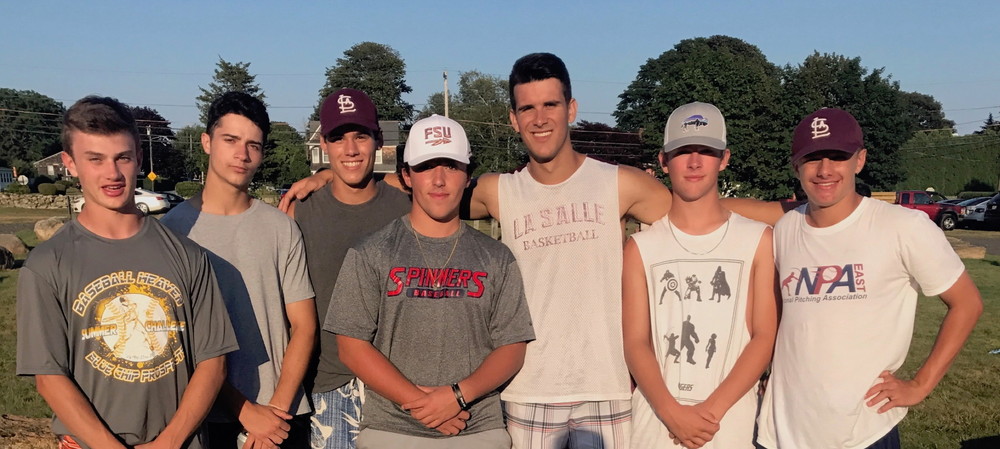 Some of the East Bay members of the 2017 state champion LaSalle Academy baseball team (from left to right) included Warren&rsquo;s Joe Penkala, Riverside&rsquo;s Zach Brady, Bristol&rsquo;s Sean Gill, Rumford&rsquo;s Joe Rego, Seekonk&rsquo;s Brendan Cavaco, Rumford&rsquo;s Colby Paiva and Warren&rsquo;s Matt Penkala.