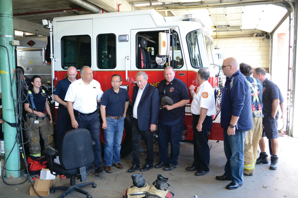 RELIEF FROM RHODY: Cranston Mayor Allan Fung announced at a press conference Friday that the Cranston Fire Department would be sending officers to Houston to offer peer support, among other services.