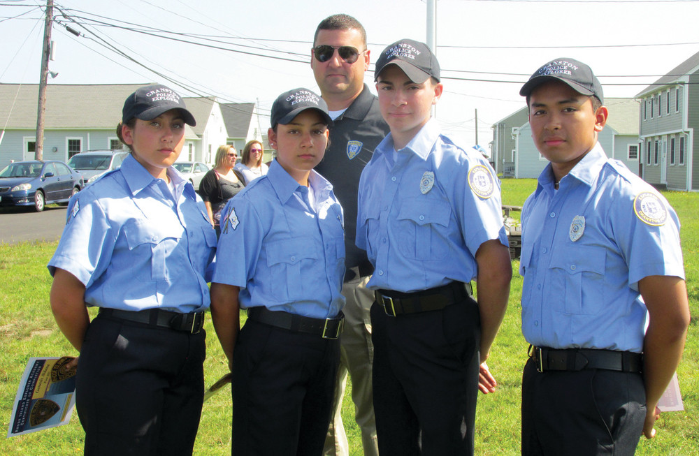 POST PRIDE: The Cranston Police Department&rsquo;s new Explorers Post 402 was well-presented at the recent RI Law Enforcement Training Academy by (from left) Cadets Genesis Aldana, Sofia Calderon, Inspector Robert Santagata, Eric Testa and Jesahias Quiroa.