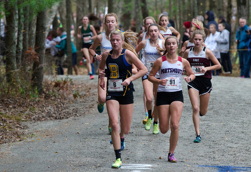 Barrington's Katie Zitzmann leads a group of runners during the state meet on Sunday.