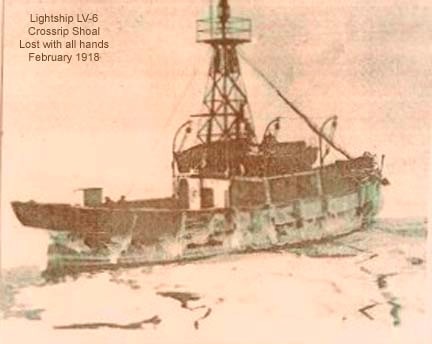 Cross Rip Lightship (LV-6), swept to sea by ice, never to be seen again.