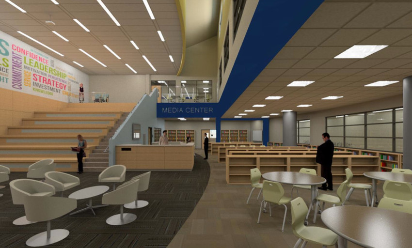 A computer rendering of the new Barrington Middle School's interior.