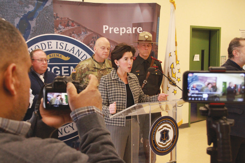 STERN TALK: At Sunday&rsquo;s press conference, Gov. Gina Raimondo didn&rsquo;t sugarcoat the seriousness of the virus and the need to avoid gatherings so as to halt the spread of the disease.