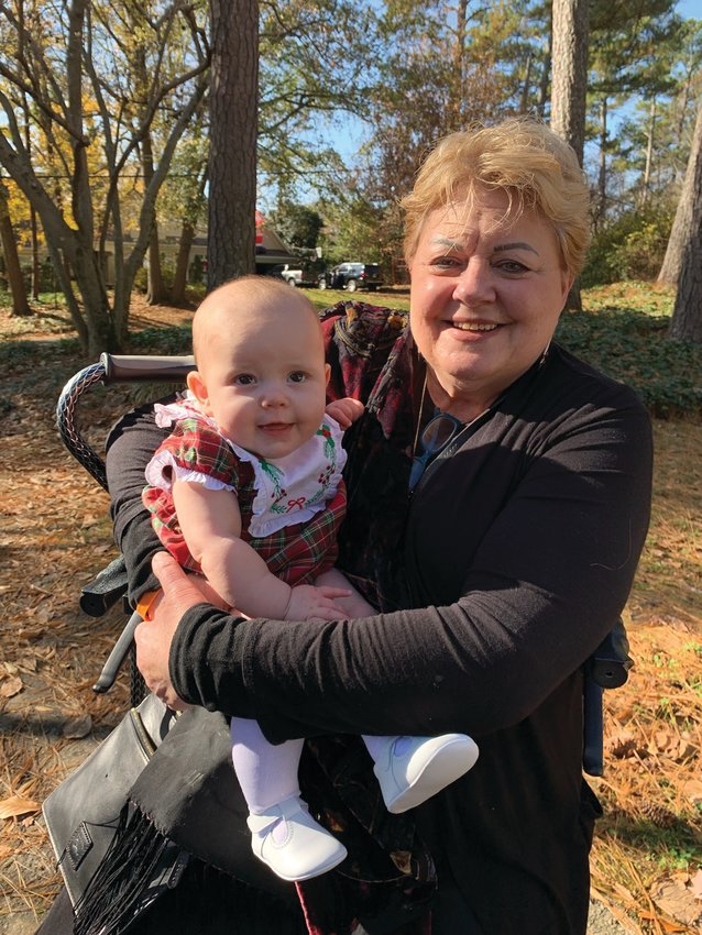 GRANDDAUGHTER VISITS: Kathleen Crudele is seen holding her granddaughter, Natalie Lindon, in January before the pandemic.