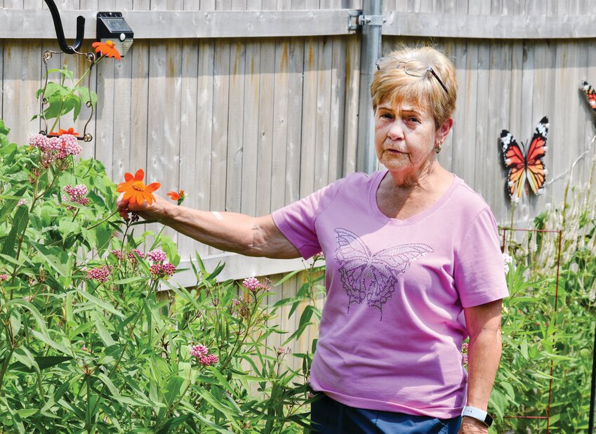 SHE CALLS THEM &lsquo;FLYING FLOWERS&rdquo;:  Amy Ottilige has been raising butterflies since 2014, planting milkweed and perennials in her garden to support them.