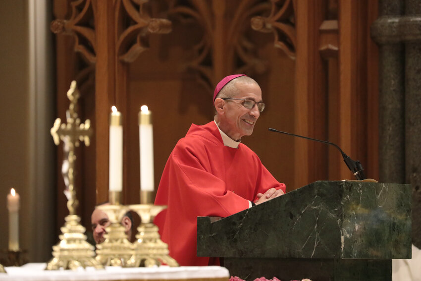 More than 1,000 faithful packed the Cathedral of SS. Peter and Paul for Thursday’s bilingual Votive Mass in thanksgiving to Almighty God and promise of prayer for Bishop-elect James T. Ruggieri who will soon serve as shepherd to the Diocese of Portland, Maine.