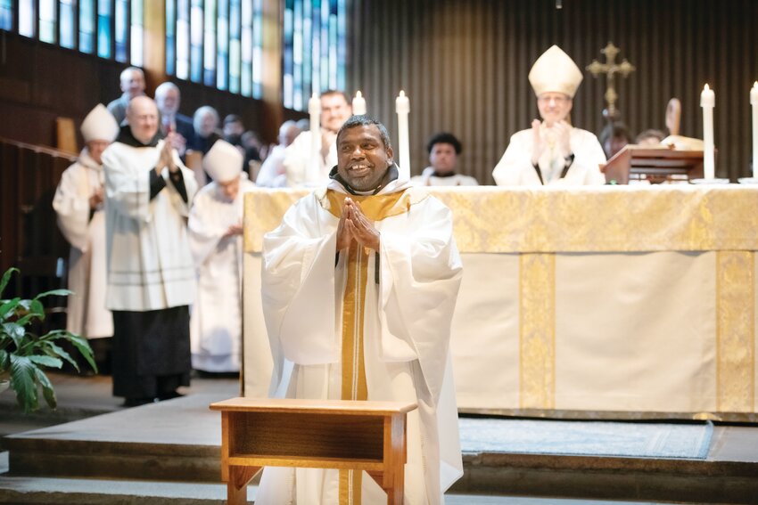 Dom Benedict Sagaya Valan Maria, O.S.B., was ordained to the priesthood Friday, May 2, in the Church of St. Gregory the Great, Portsmouth Abbey.