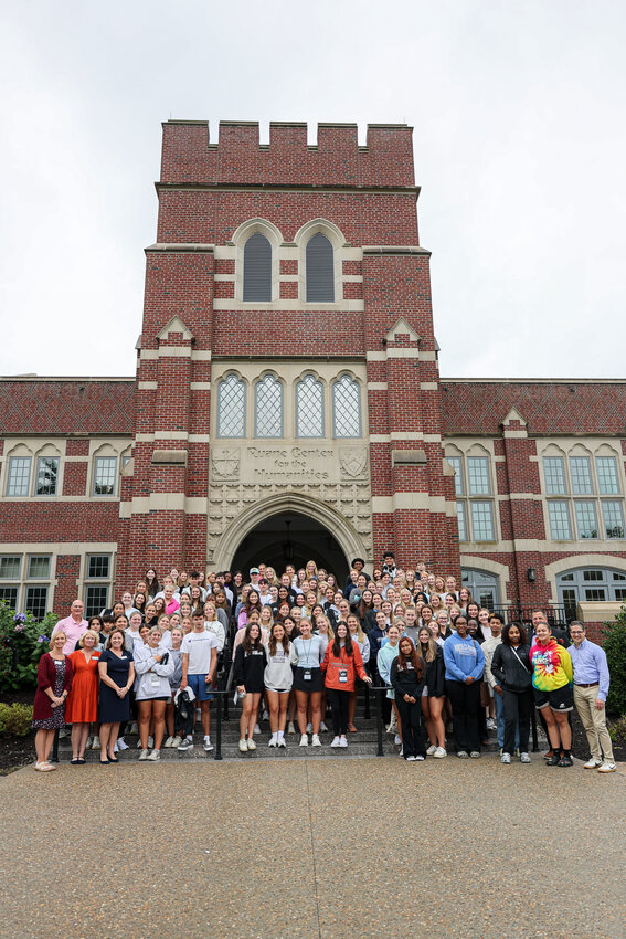 The Class of 2027 made history with its arrival at Providence College on Thursday, August 24, 2023. Its 1,200 members &mdash; the largest class in college history &mdash; include the first students who will study nursing and health sciences, pictured above.
