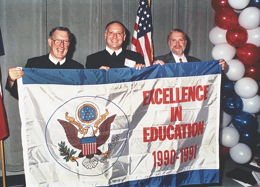 Principal Brother Frederick Mueller in 1991 when La Salle was honored with the distinction of excellence from the U.S. Department of Education.
